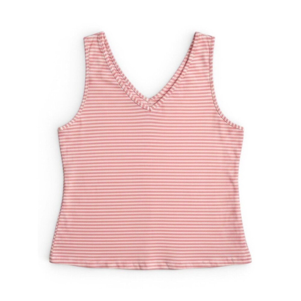 Cupshe Pink & White Striped V-Neck Tank Top